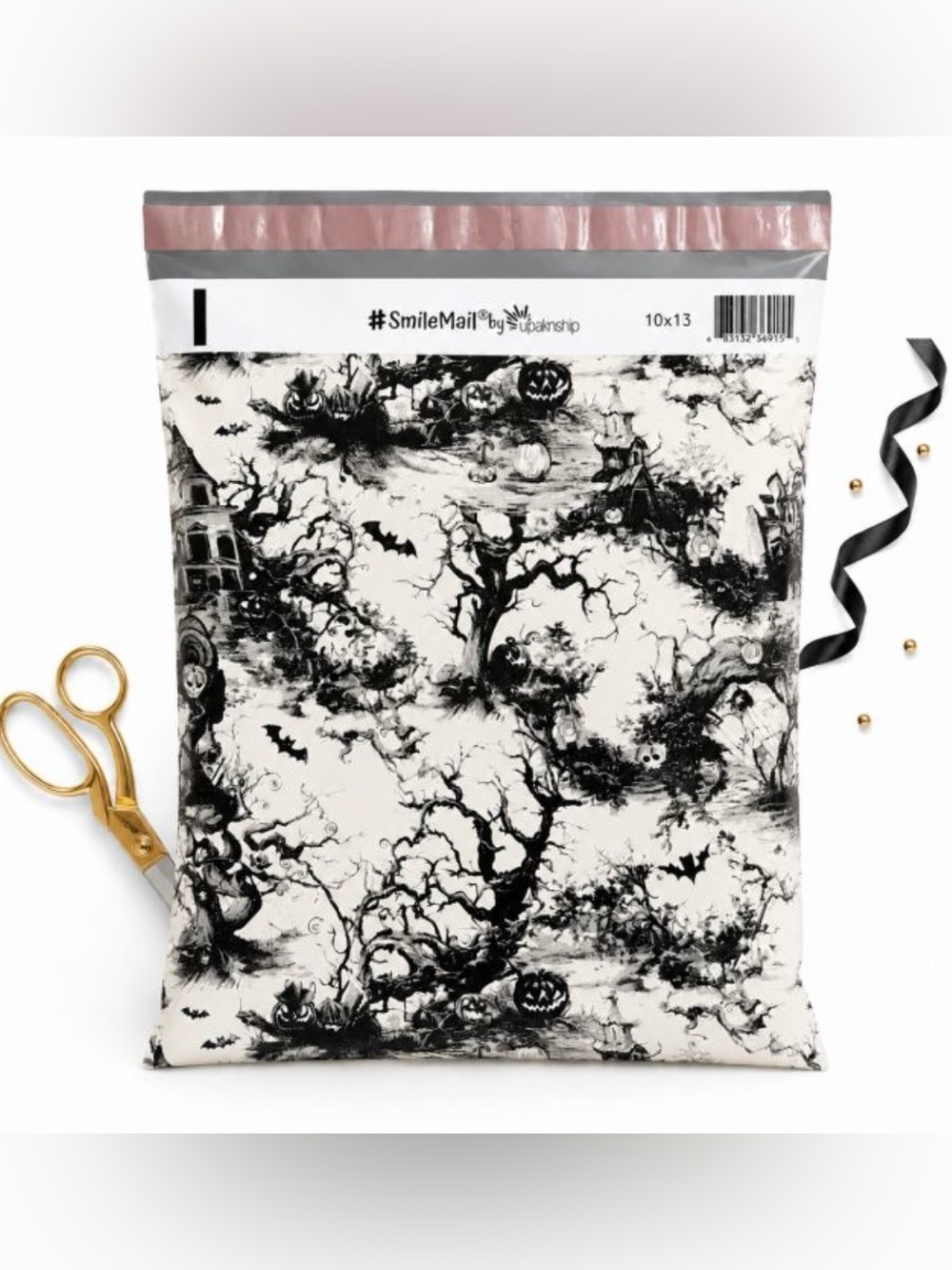 30 10β x 13β Halloween Spooky Toile Poly Mailers - Picture 2 of 2
